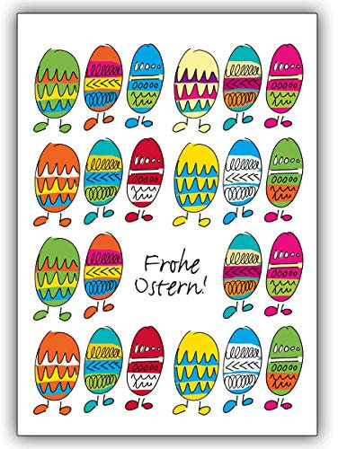 Kartenkaufrausch 4 Osterkarten (4er Set): Verschicken Sie frohe Oster Grüße mit vielen bunten Eiern