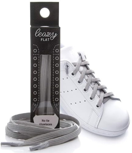 leazy flat Schnürsenkel, Hellgrau, M: Bis 5 Ösen pro Seite, 1 Paar