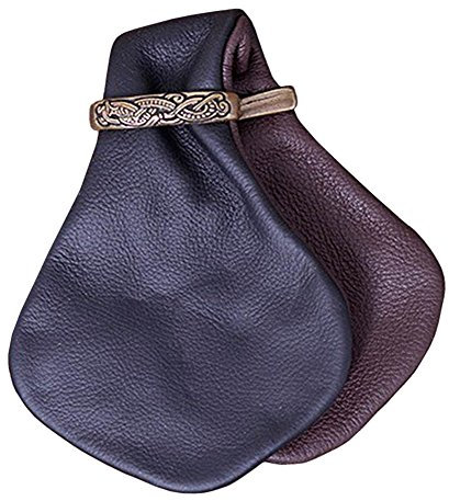 Mittelalterliche Geldkatze Chazza LARP Münzbeutel Mittelalter Portmonee Winkinger (Schwarz/Braun)