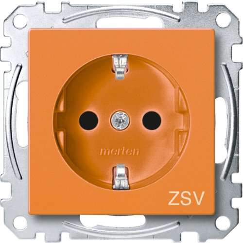 Merten MEG2300-0302 SCHUKO-Steckd. für Sonderstromkr., BRS, StK, Mit Kennz. ZSV, orange, System M