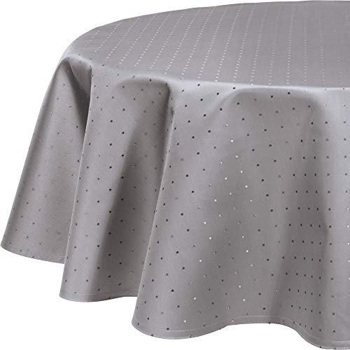 Curt Bauer Tischdecke Petito fleckabweisend Silber Größe oval: 140x190 cm