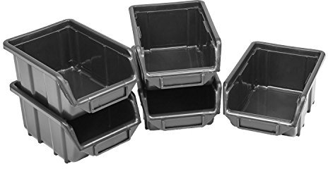60 Stapelboxen Sichtlagerkästen Kunststoff PP 110x165x75 Gr. 1 schwarz Lagerbox