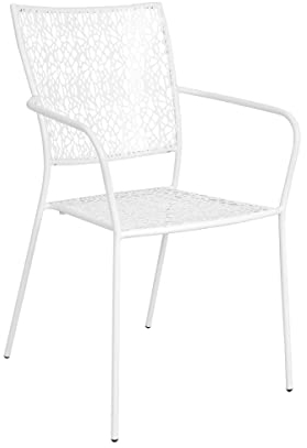 BUTLERS Gartenstuhl stapelbar -Nancy- Terrassenstuhl aus Eisen, Weiß lackiert| Indoor Outdoor Wetterfest Möbel für Balkon, Terrasse, Garten