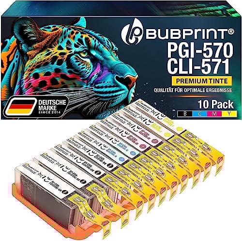 Bubprint 10 Druckerpatronen kompatibel als Ersatz für Canon PGI-570 CLI-571 XL für Pixma MG5700 MG5750 MG5752 MG5753 MG6850 MG6852 MG7750 TS5000 TS5050 TS5053 TS5055 TS6050 TS8050 Multipack