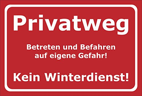 Melis-Folienwerkstatt Schild Privatweg Kein Winterdienst - 30x20cm - Bohrlöcher - 3mm Aluverbund – 20 VAR S00018-001-D