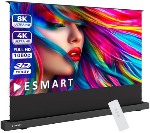ESMART Expert FSX ALR CBSP Schermo a tensione 242 cm Immagine 221 x 125 cm (100) 16:9 | telecomando senza fili | schermo per proiettore home cinema a pavimento ad alto contrasto motorizzato - nero