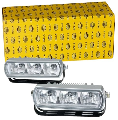 HELLA 2PT 009 496-801 LED-Tagfahrleuchtensatz - 24/12V - Anbau | Lichtscheibenfarbe: glasklar - Kabel: 1800mm - Fahrzeugfront - Satz