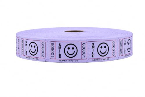 Purple 2000 Smile by Indiana Ticket Company | Premium raffle tickets roll, ideal for 50/50 raffles, fundraisers, door prizes, school carnivals, parties, community events