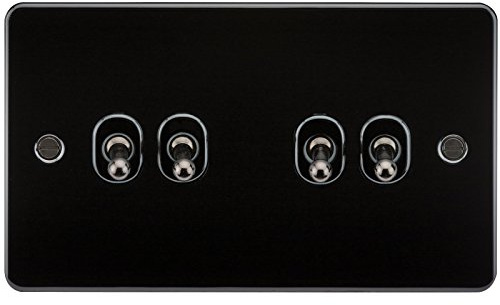 Knightsbridge FP4TOGGM FPAV4TOGGM Flat Plate 10A 4G 2 Way Toggle Switch-Gunmetal, 230 V, Gun Metal