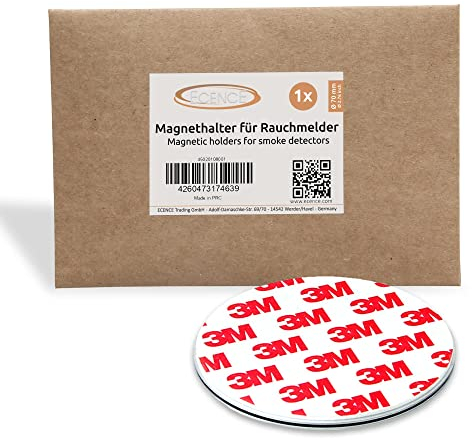 ECENCE Soporte magnético para detector de humo - 1 unidades soporte magnético adhesivo para detectores de humo Ø 70mm - Base sin taladros para detector humo y alarmas para casa contra incen