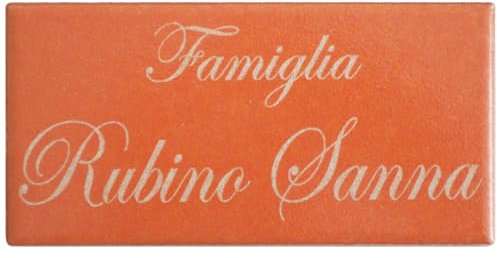 GUIZZO Creart - Targa Personalizzata Nomi/Via in Ceramica, Targhetta Personalizzata Modificabile con Numero Civico Esterno, Targhetta Porta Ingresso Personalizzata Made in Italy 10x5H cm Arancio