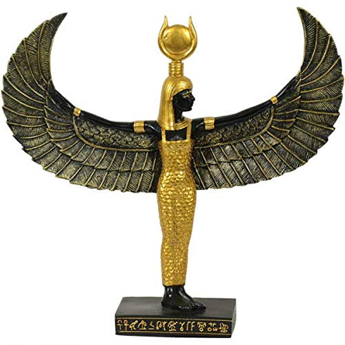 colourliving Dekofigur: Ägyptische ISIS Göttin der Toten des Nordens Dekoration Flügel, Polyresin, Schwarz Gold, Statue, Mythologie