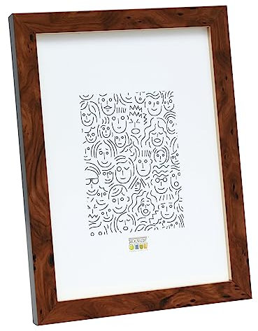 Deknudt Frames S43AG2 Cadre Photo avec Filet Doré Bois de Loupe Brun 18 x 24