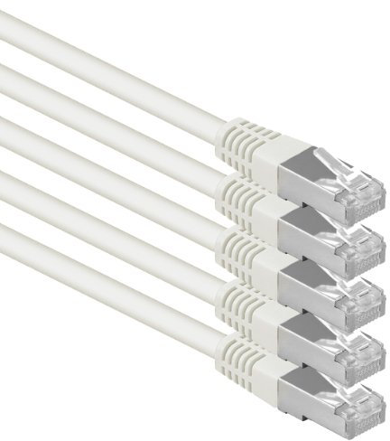 5 m white - 5 pieces Cat.6 patch cable network cable CAT6 S-FTP Gigabit Lan PIMF CAT 6 copper CU halogen-free Internet DSL game console Smart TV