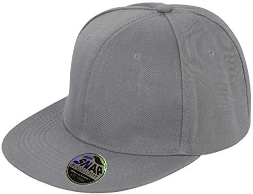 Result Core Bronx Original Flat Peak Slapback Cap verstellbar Hip Hop Bboy Hat Gr. Einheitsgröße, grau meliert