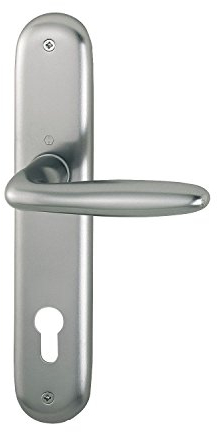 HOPPE 2x Drückergarnitur VERONA - auf Langschild Profilzylinder Entfernung 88mm, für Türstärke 37-47mm, Edelstahl Effekt, Doppelpack