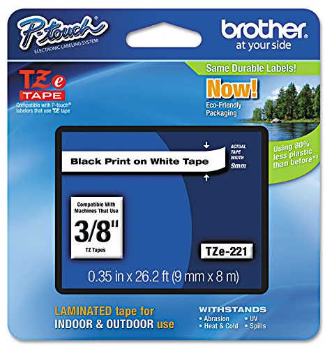 Brother TZE221 - BROTHER TZE221 P-TOUCH TAPE BLACK ON WHITE 9MM