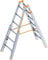 Layher 1061006 Treppenstehleiter Topic, Aluminiumleiter klappbar mit verstellbaren Holmen, Länge 1.85 m