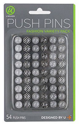 U Brands Fashion Steel Push Pins, 54 Count, Assorted Colors, for Cork Board