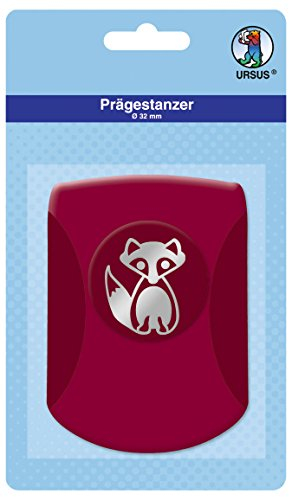 Ursus 19670096 - Prägestanzer, Fuchs, rosa, ausgestanztes Motiv ca. 32 mm, aus Kunststoff mit Metallstanze, geeignet für Grammaturen von 180 240 g /qm, ideal für Motiv Konfetti