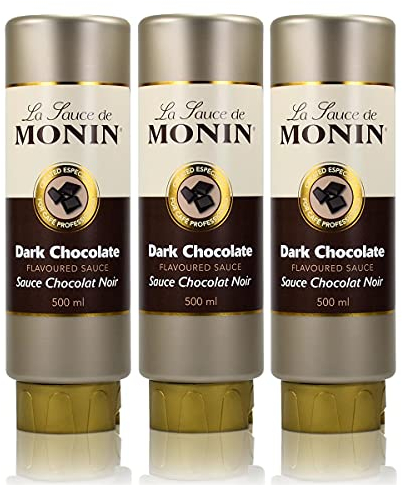 3x Monin Dunkle Schokolade Sauce 500 ml - DarkChocolate Flavoured Sauce