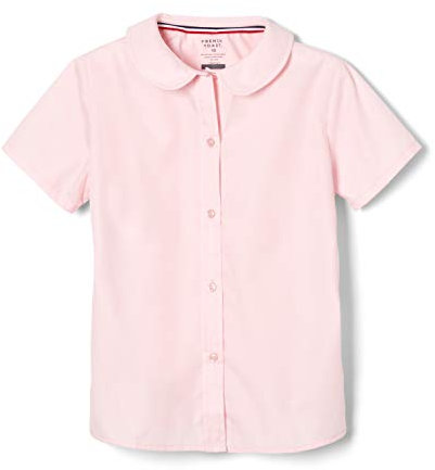 French Toast Big Girls' Short Sleeve Peter Pan Collar Blouse, Pink, 8