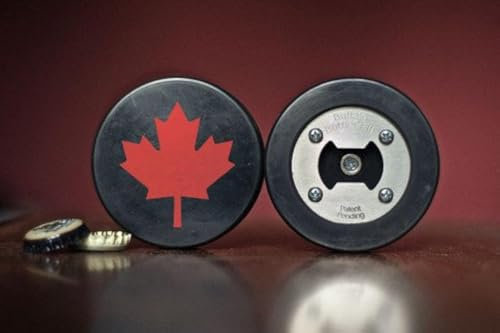 Hockey Puck Bottle Opener Made From a Real Puck - CANADA by Buffalo BottleCraft