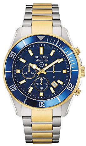 Bulova Men's Marine Star Chronograph Quartz Watch, Luminous Markers, Rotating Dial, 100M Water Resistant, 43mm
