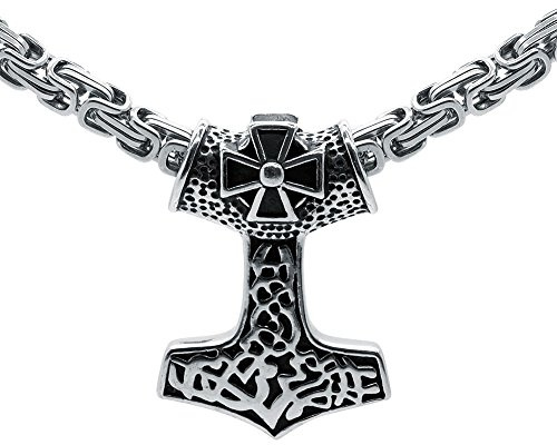 SoulCats Thorshammer Anhänger Königskette Edelstahl Mjölnir Mjöllnir Thors Hammer Thor
