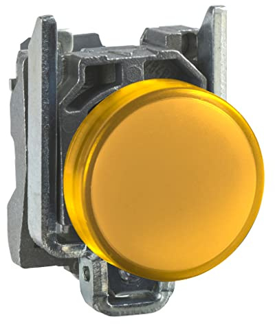 Schneider Electric Harmony XB4 - Pilot Indicator Light, Metal, Plain Lens, Integral LED, Industrial Control, 24 V AC/DC, XB4BVB5, Yellow