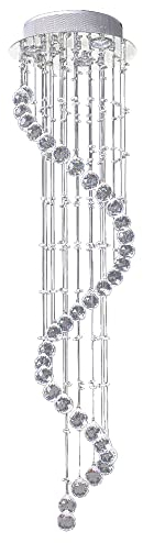HOMCOM Modern Crystal Chandelier Ceiling Light Pendant Lamp Chrome Finish Glass Droplets New, Ф30 x 120cm
