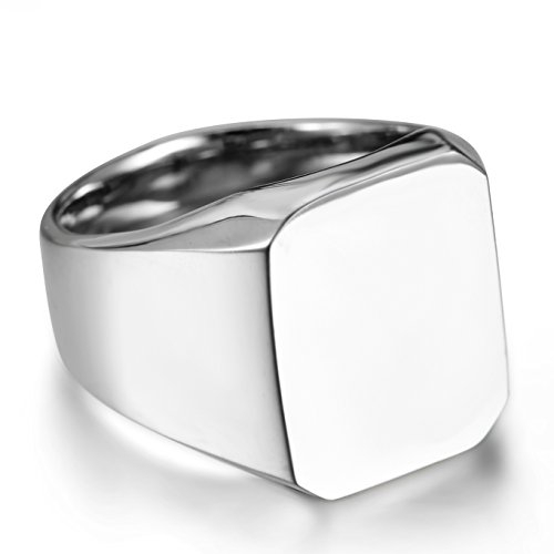 Flongo Herren Ring Männer Siegelring Bandring Daumenring Edelstahlring Silber Ton Hochzeit Verlobung Engagement Herren-Accessoires Größe 67