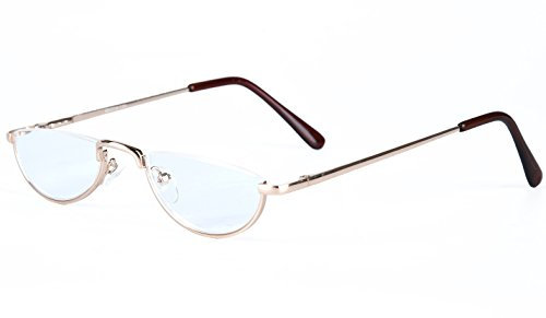 Agstum Halbmond-Lesebrille aus Metall, Halbrand, Federscharnier