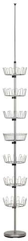 Household Essentials Boden bis Decke 6-Tier revolving Schuh Baum mit Korb, Silber
