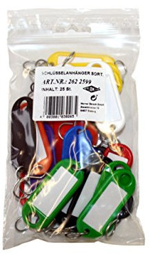 Wedo 2622599 Schlüsselanhänger-Sortiment (S-Haken, im Beutel) 25 Stück, sortierte Farben
