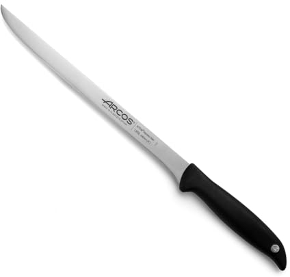 Arcos Jamonmesser mit Nitrum Edelstahlklinge 240 mm - Ergonomischer Griff aus Polyoxymethylen (POM), Serie Menorca - Hellblau, Farbe Schwarz