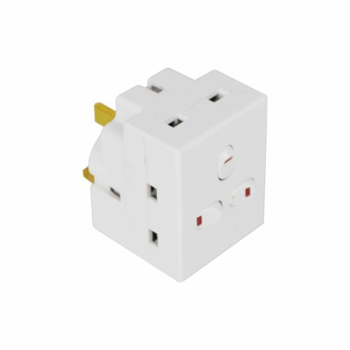 STATUS 3 Way Multi Plug Adapter | UK 3 Pin Multi Plug Adaptor| Individually Switched Fuse | 3WAISB110