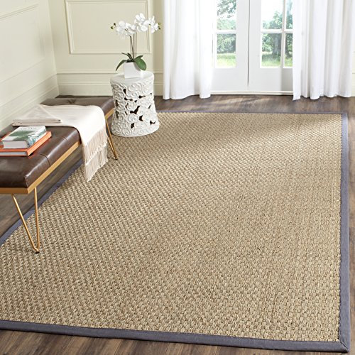 Safavieh Tapis en Fibres Naturelles Salon, Salle à Manger, Chambre à Coucher - Natural Fiber Collection, Tapis à Poil Court, Naturel et Noir, 183 x 274 cm