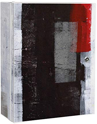 banjado® XXL Medizinschrank abschliessbar mit Motiv Abstrakt Rot 35x46x15cm - großer Arzneischrank/Medikamentenschrank aus Metall zur Medikamenten Aufbewahrung - Apothekerschrank mit 3 Schlüsseln