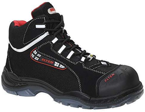 ELTEN Sicherheitsschuhe SANDER Pro ESD S3, Herren, Textil, Kunststoffkappe (leichter als Stahlkappe), leicht, sportlich, Schwarz/Rot, Größe: 43