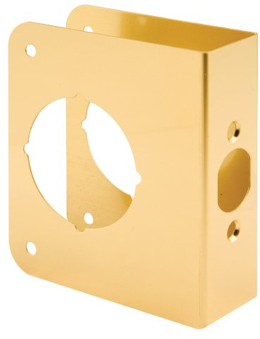 Prime-Line U 9555 Brass Lock and Door Reinforcement Plate for 1-3/8 In. Thick Doors, Brass Finish (Single Pack)