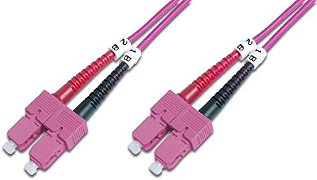 DIGITUS LWL Patch-Kabel OM4 - 10 m SC auf SC Glasfaser-Kabel - LSZH - Duplex Multimode 50/125µ - 10 GBit/s - Violett