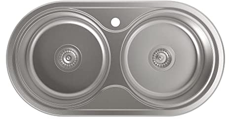 Cata | Fregadero de cocina | Modelo R 2 AG | 2 cubetas redondas | Mueble de 90 cm | Profundidad de 18 cm | Incluye accesorios