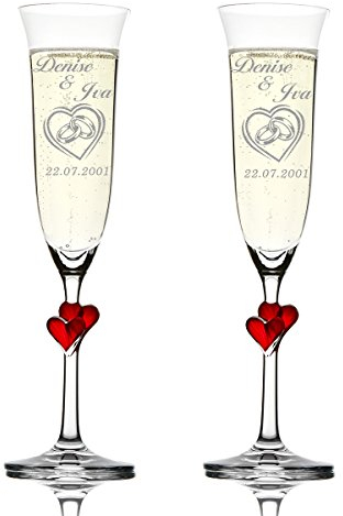 polar-effekt 2 bicchieri da spumante con incisione – regali per anniversario di matrimonio – bicchieri di cristallo personalizzati per matrimonio – idea regalo per soldi per coppia di sposi calici