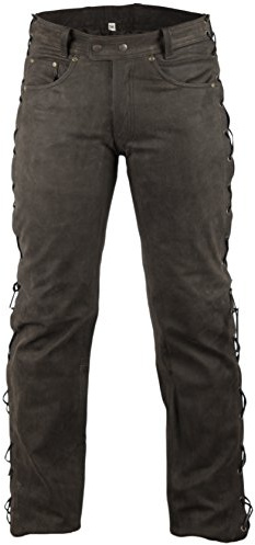 MDM Lederhose Bikerlederhose Bikerjeans Lederjeans in Nubuk Leder seitlich geschnürt (30)
