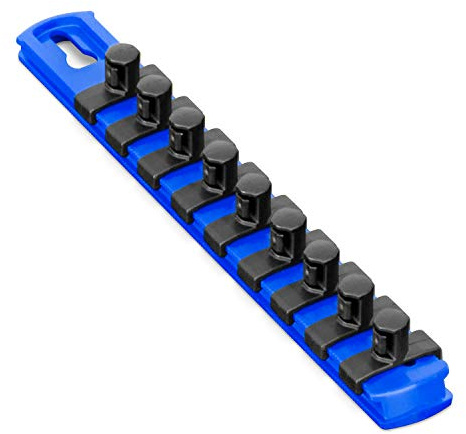 Ernst Manufacturing 8-Inch Socket Organizer with 9 3/8-Inch Twist Lock Clips, Blue