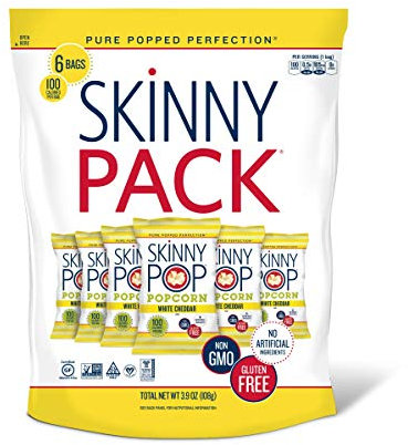Skinny Pop - Popcorn aller natürliche dünne Satz-Weiß-Cheddarkäse - 6 Beutel