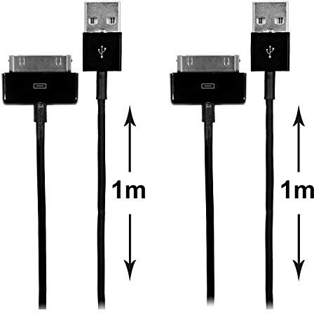 iProtect [2 unidades] Cable de datos USB para iPhone 4/4S, iPhone 3G/3GS, iPad 1/2/3 y iPod 4S 4 3GS Classic Touch Nano 3G 2G Photo Mini, color negro
