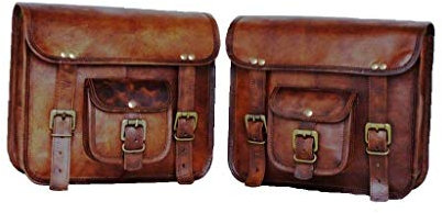 PRASTARA Motorrad-Seitentasche aus braunem Leder, Seitentasche, Satteltaschen, Satteltaschen, 2 Taschen
