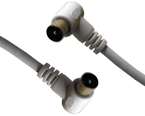 Auline 1.5m White TV Aerial Coax Cable Male Coax Plug Right Angle 90 Degree Angled